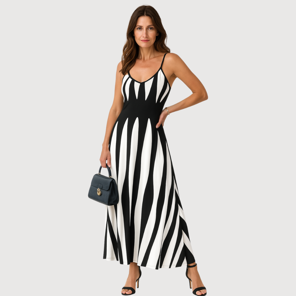 Astrava™ | Robe longue à col en V et rayures