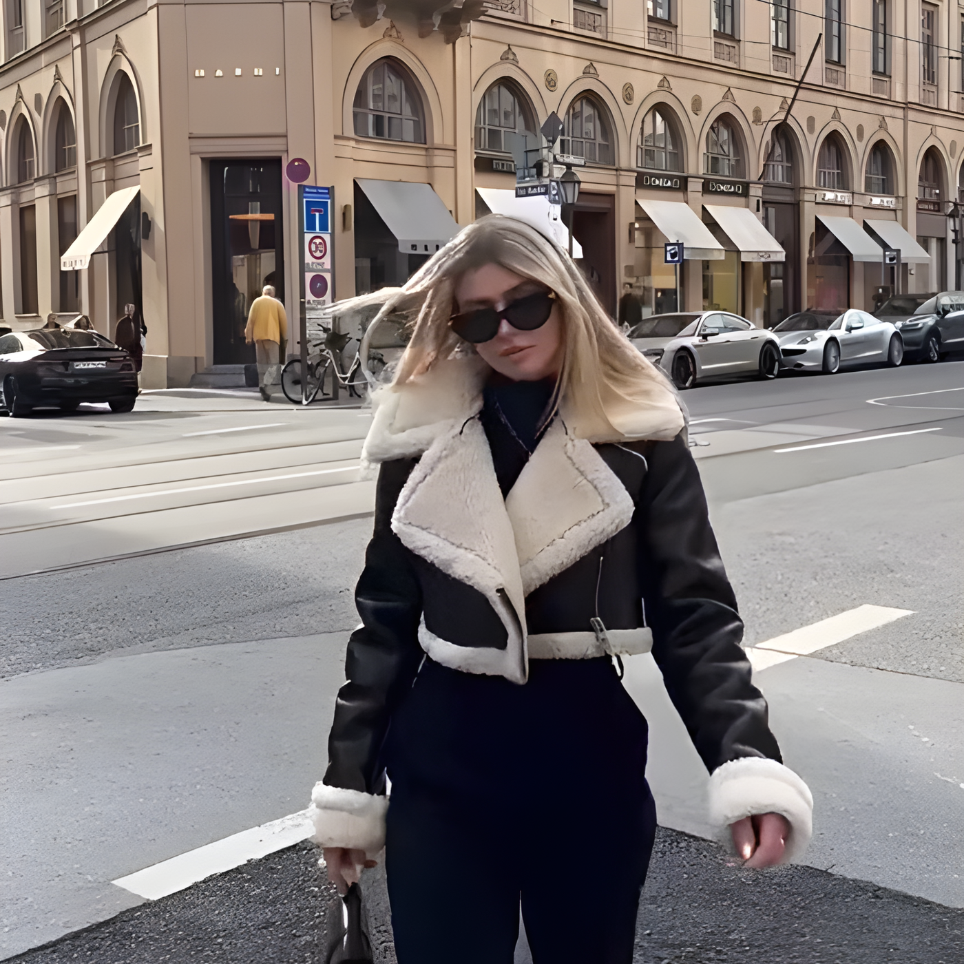Veste en cuir noire chic et moderne