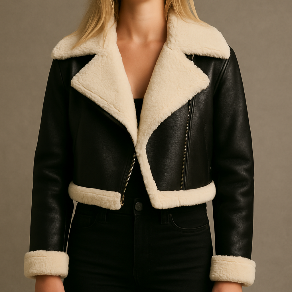 Veste en cuir noire chic et moderne