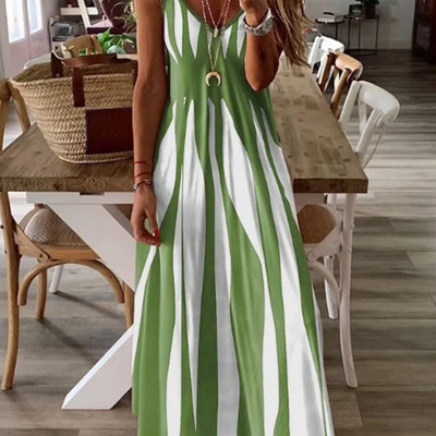 Astrava™ | Robe longue à col en V et rayures