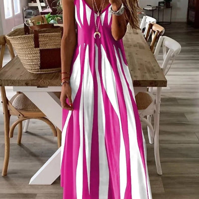 Astrava™ | Robe longue à col en V et rayures